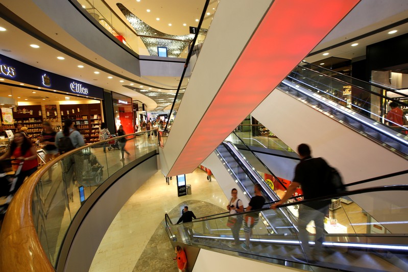 General view inside of shopping mall 'Pasing Arcaden' in Munich