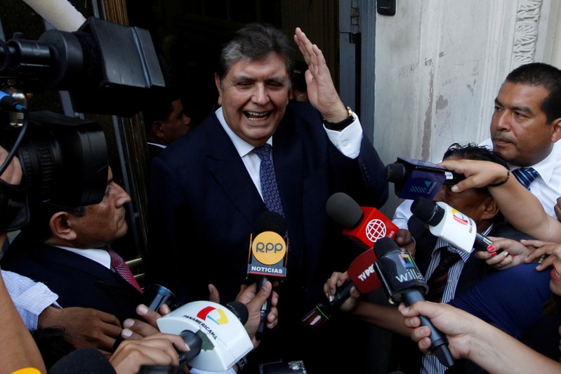 FILE PHOTO: Former president of Peru Alan Garcia arrives to the National Prosecution office to testify in Odebrecht case in Lima
