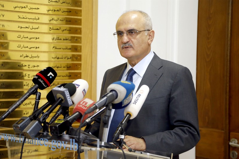 FILE PHOTO: Lebanese Finance Minister Ali Hassan Khalil holds news briefing in Beirut