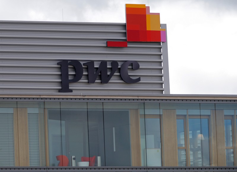 FILE PHOTO: The logo of PwC is seen on the local offices building of the company in Luxembourg