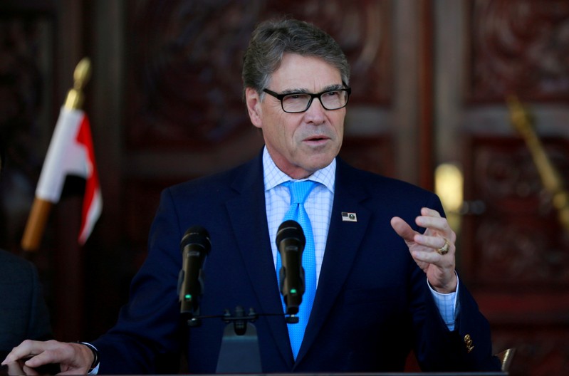 FILE PHOTO: U.S. Energy Secretary Rick Perry attends a news conference after meeting with Iraqi President Barham Salih in Baghdad