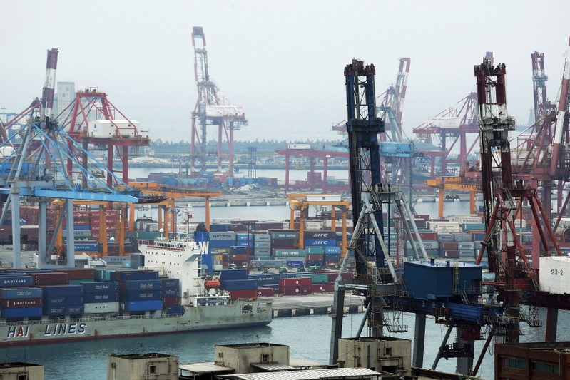 FILE PHOTO: Shipping containers are seen at Keelung port, northern Taiwan,