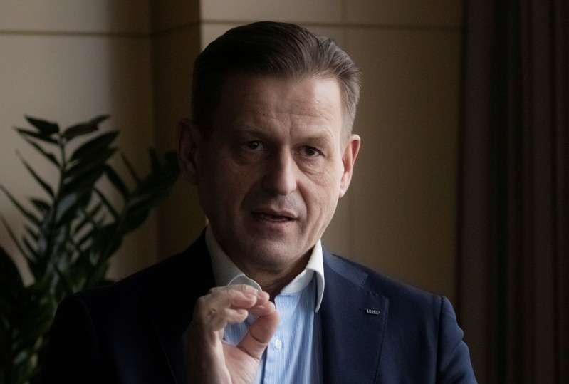 CEO of NSPK Komlev attends an interview with Reuters in NSPK office in Moscow