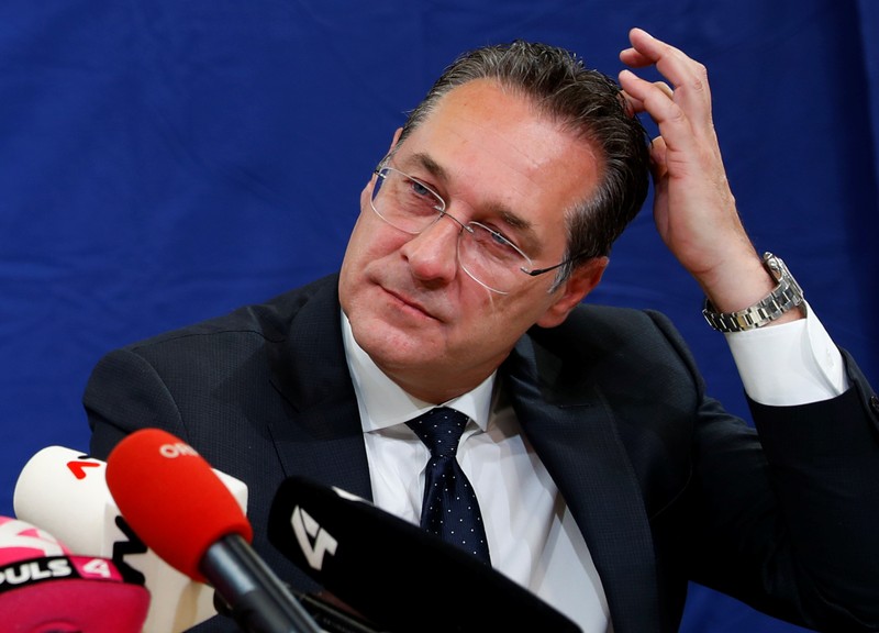 Austria's Vice Chancellor Strache addresses the media in Vienna