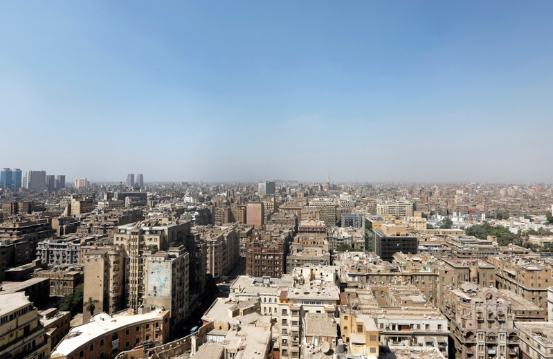 A general view of banks, hotels, office and residential buildings in the center of Cairo