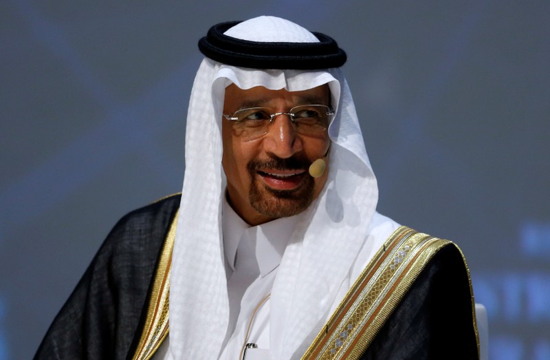 FILE PHOTO: Saudi Arabia's Energy Minister Khalid al-Falih talks during the 23rd World Energy Congress in Istanbul