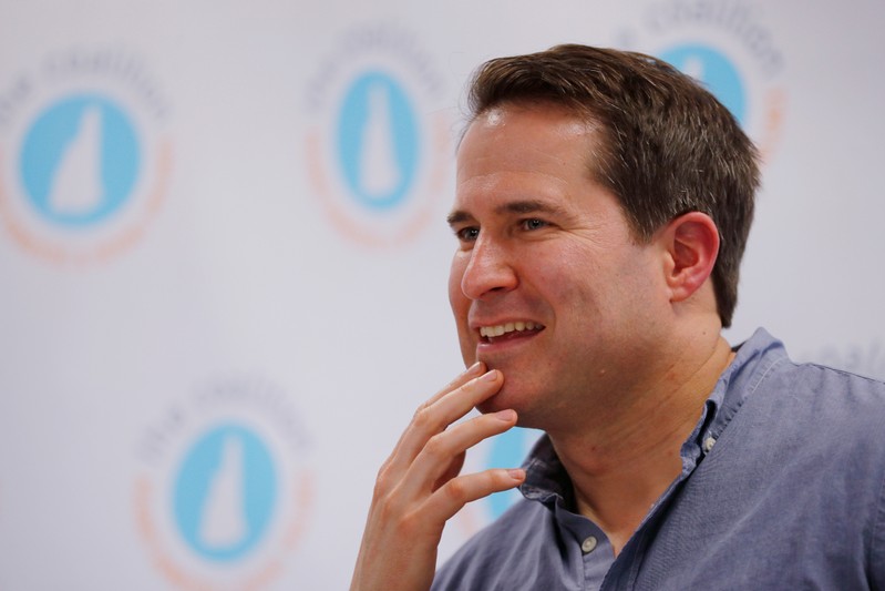 FILE PHOTO - Democratic 2020 U.S. presidential candidate Moulton reacts during a campaign roundtable in Concord