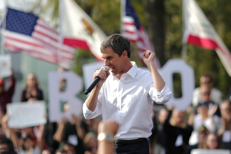U.S. Democratic presidential candidate Beto O'Rourke speaks at a rally in Los Angeles