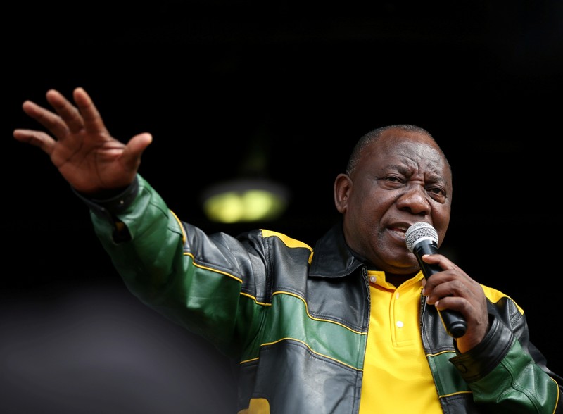FILE PHOTO: South African President Ramaphosa addresses residents of Alexandra township in Johannesburg,
