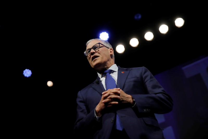 FILE PHOTO: U.S. 2020 Democratic presidential candidate and Governor Jay Inslee participates in a moderated discussion at the We the People Summit in Washington