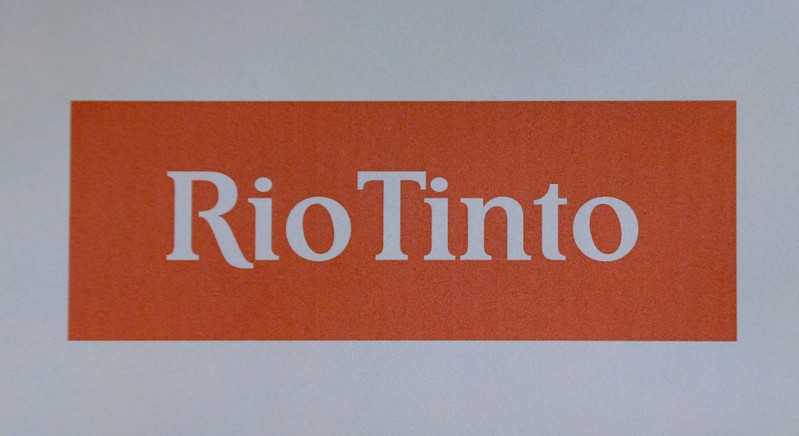 FILE PHOTO: The Rio Tinto mining company's logo is photographed at their annual general meeting in Sydney