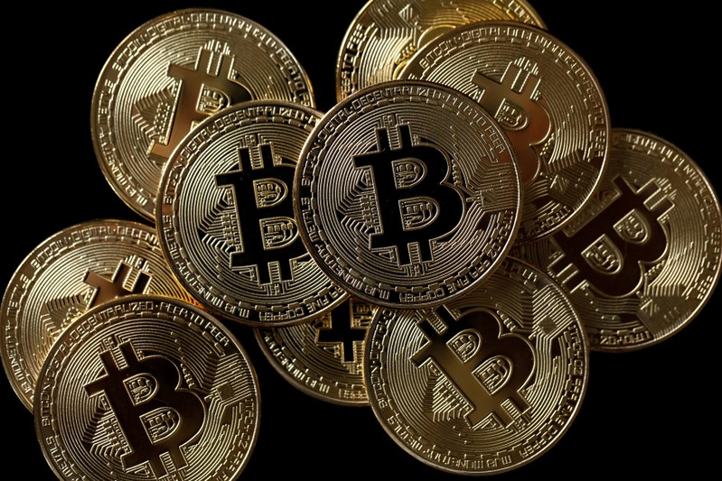 FILE PHOTO: A collection of Bitcoin (virtual currency) tokens are displayed in this picture illustration
