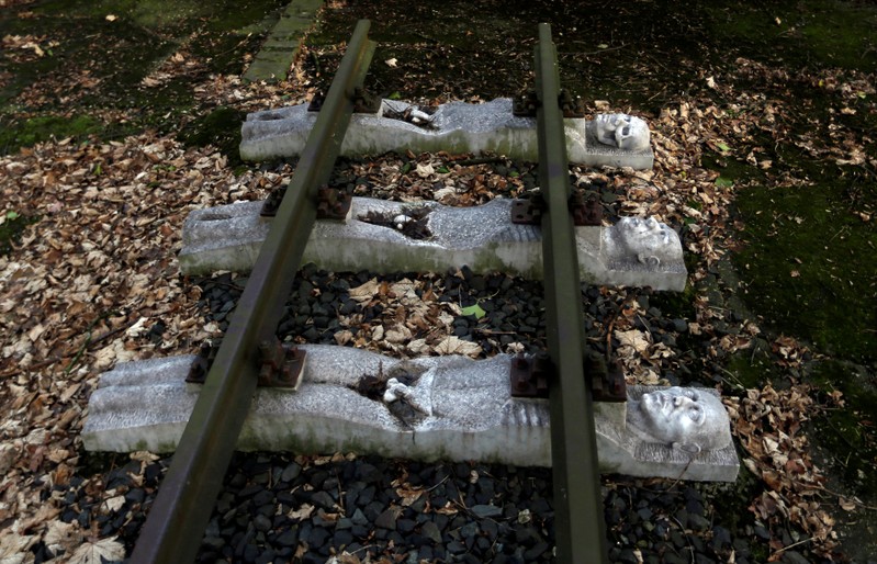 FILE PHOTO: Part of a memorial to the victims of forced labour under Nazi rule in Germany is seen at the former Buchenwald concentration camp site in Schwerte, Germany