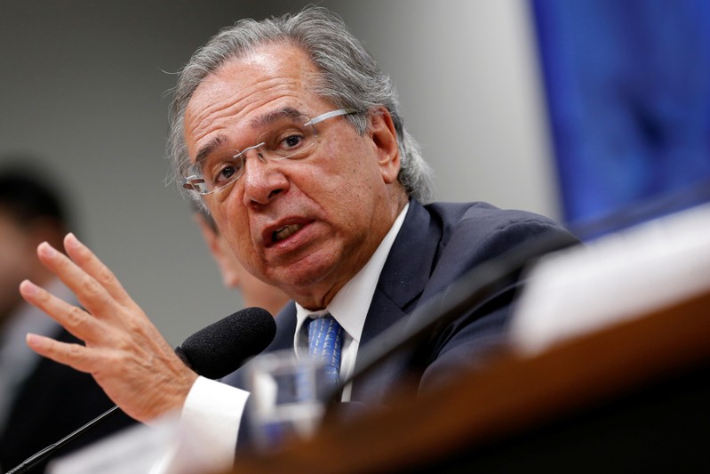Brazil's Economy Minister Paulo Guedes attends a session of the Joint Budget Committee in the Chamber of Deputies in Brasilia
