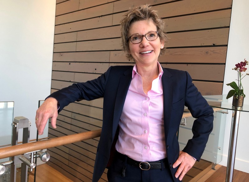 FILE PHOTO: San Francisco Federal Reserve President Mary Daly poses for a photo after a speech at the Commonwealth Club in San Franciso