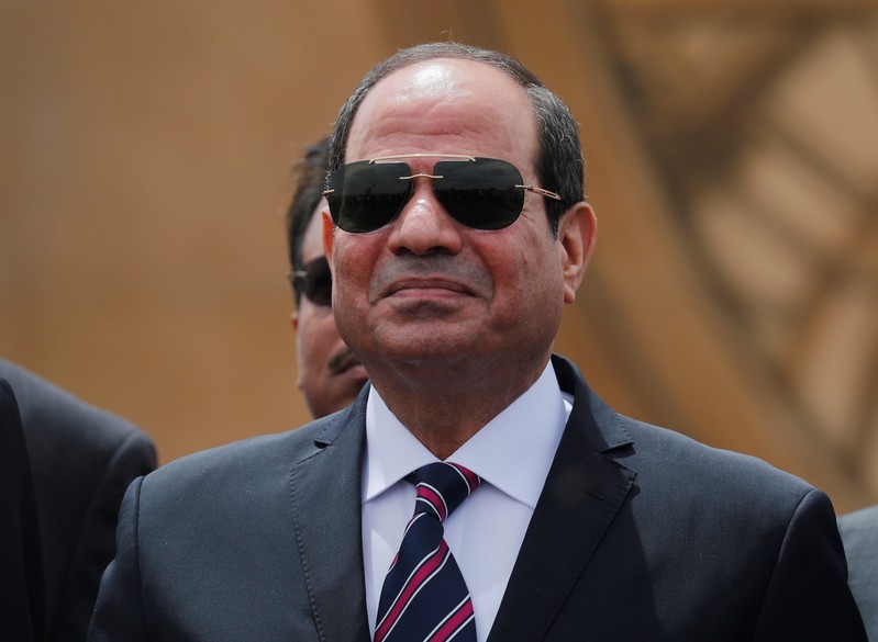 Egyptian President Abdel Fattah al-Sisi attends the opening ceremony of floating bridges and tunnel projects executed under the Suez Canal in Ismailia