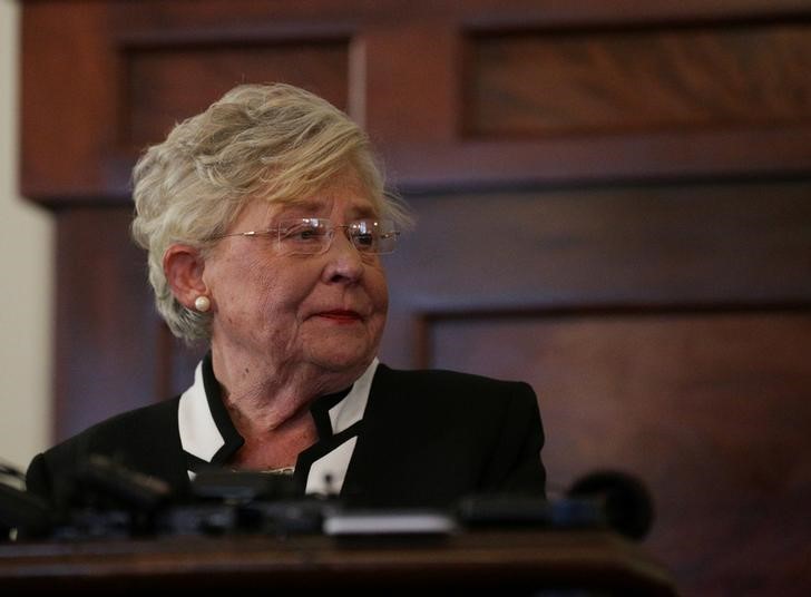 FILE PHOTO: Alabama Lt Governor Kay Ivey speaks to the media after being sworn in as Alabama's new governor