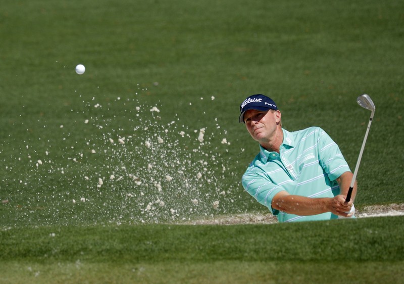 Steve Stricker of the U.S. practices for the 2017 Masters at Augusta National Golf Course in Augusta