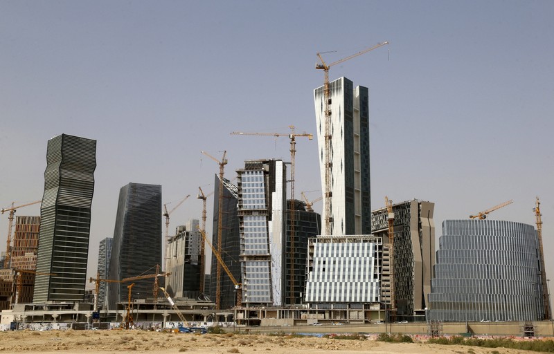 View shows the construction of the King Abdullah Financial District, in Riyadh