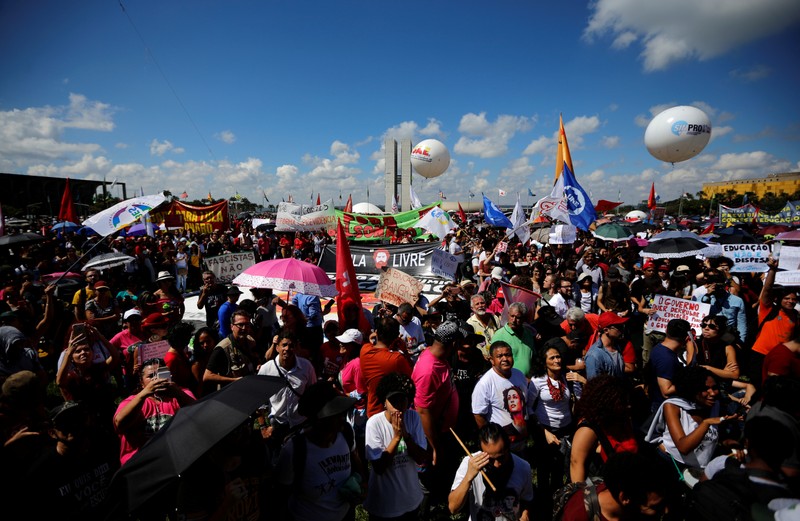 FILE PHOTO - University professors and students protest against cuts to federal spending on higher education planned by Brazil's President Jair Bolsonaro's right-wing government in Brasilia