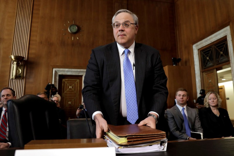 FILE PHOTO: Former energy lobbyist David Bernhardt testifies before a Senate Energy and Natural Resources Committee