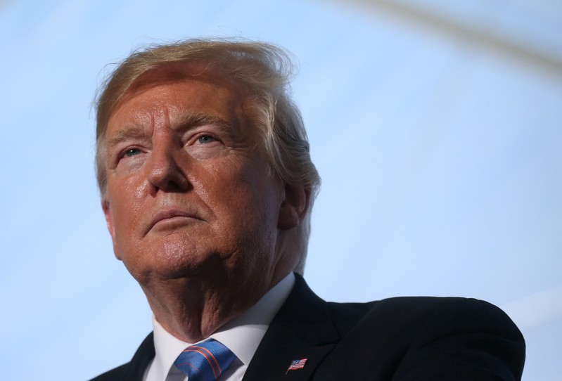 U.S. President Trump speaks to workers at Cameron LNG Export Facility in Hackberry, Louisiana