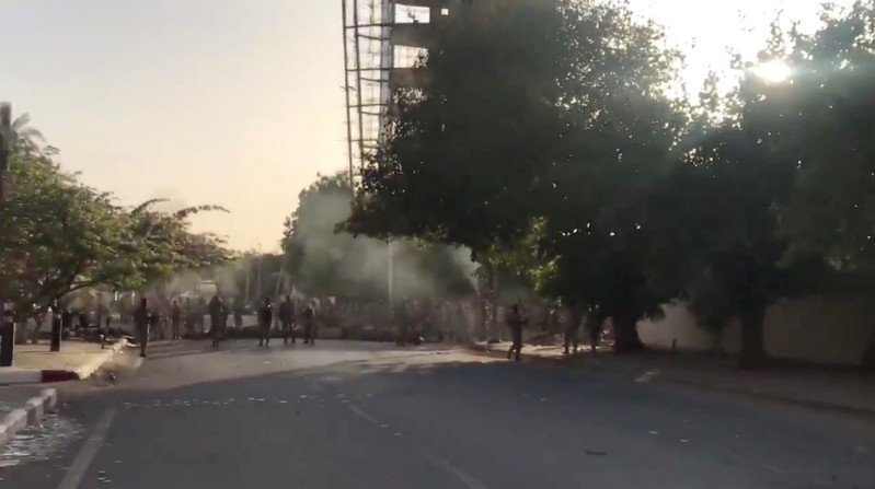 Shots are fired by Sudanese forces during a protest in Khartoum
