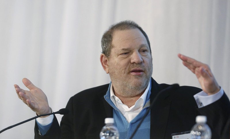 FILE PHOTO: Harvey Weinstein, Co-Chairman of The Weinstein Company, speaks at the UBS 40th Annual Global Media and Communications Conference in New York