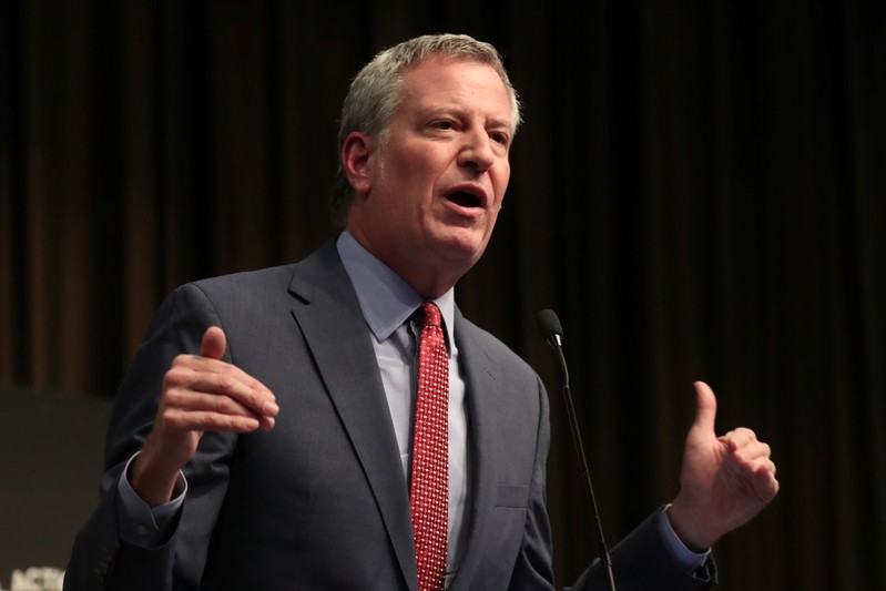 New York City Mayor Bill de Blasio speaks at the 2019 National Action Network National Convention in New York