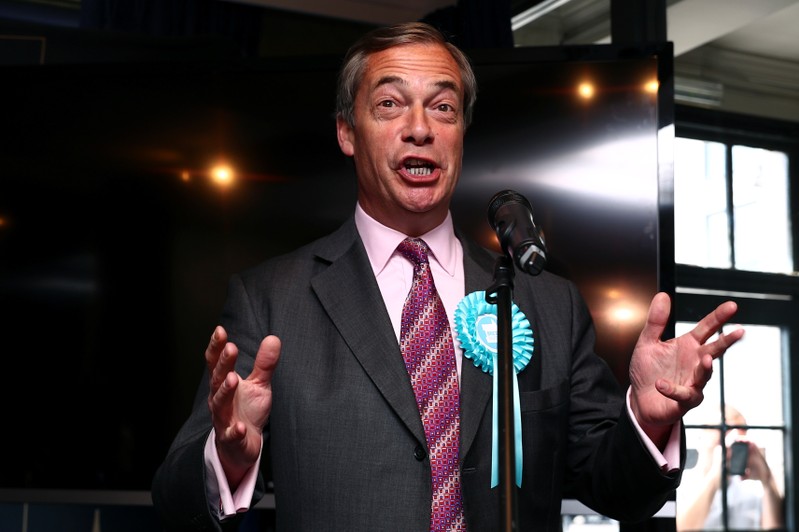 Brexit Party leader Nigel Farage attends a Brexit Party campaign event in Essex