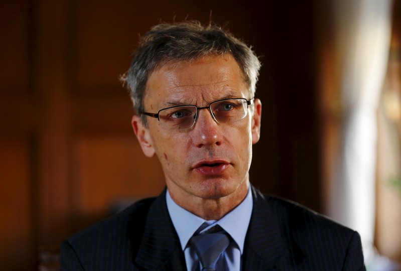 Croatia's central bank governor Boris Vujcic speaks during an interview with Reuters in Zagreb