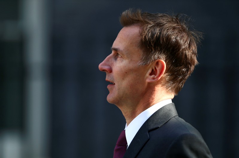 Britain's Foreign Secretary Jeremy Hunt is seen outside Downing Street in London