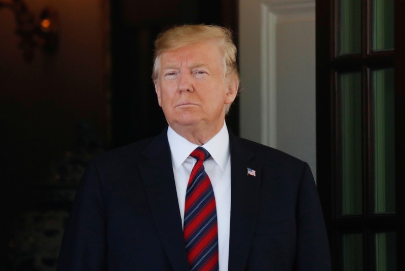 U.S. President Trump awaits arrival of Swiss Federal President Maurer at the White House in Washington