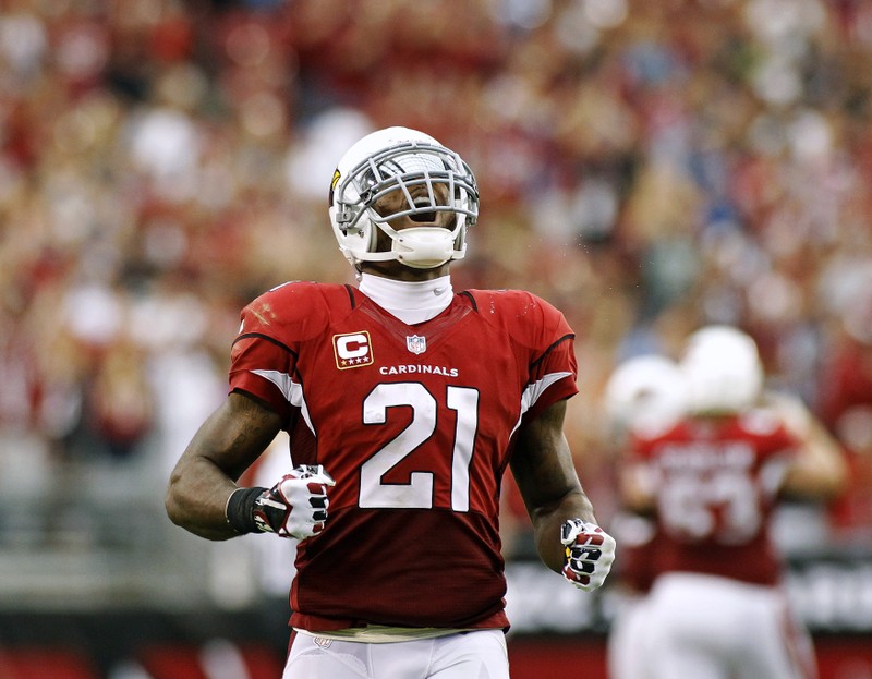 Arizona Cardinals' Peterson yells in celebration after stopping Detroit Lions during their NFL football game in Phoenix