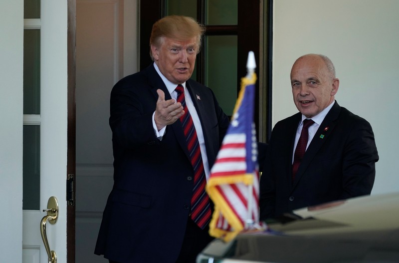 U.S. President Trump welcomes Swiss Federal President Maurer at the White House in Washington