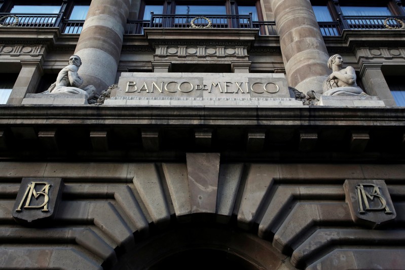 FILE PHOTO: The logo of Mexico's Central Bank (Banco de Mexico) is seen at its building in downtown Mexico City