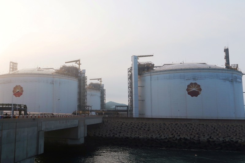 FILE PHOTO: Liquified natural gas (LNG) storage tanks are seen at PetroChina's receiving terminal in Dalian