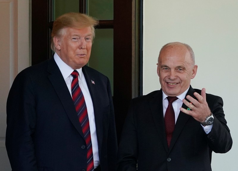 U.S. President Trump welcomes Swiss Federal President Maurer at the White House in Washington
