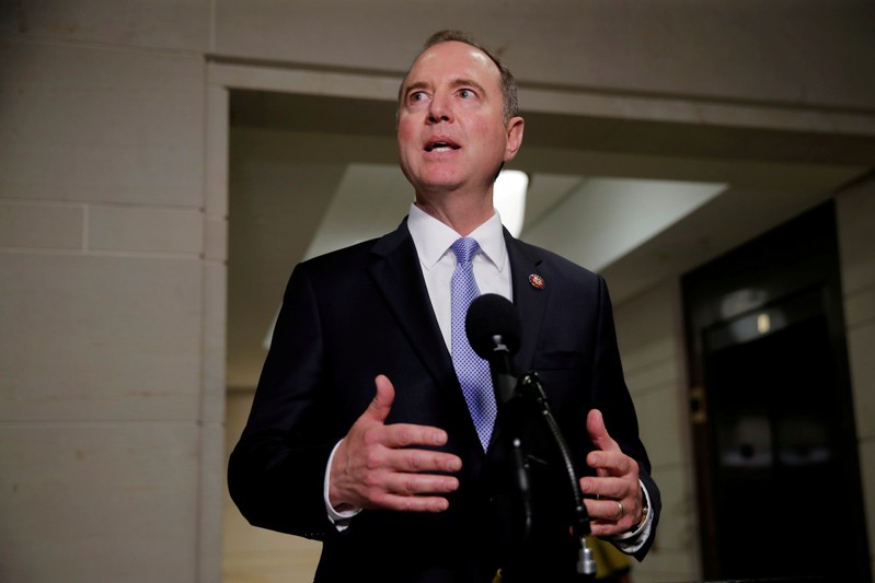 FILE PHOTO: Chairman Schiff departs after House Intelligence Committee hearing on Capitol Hill in Washington