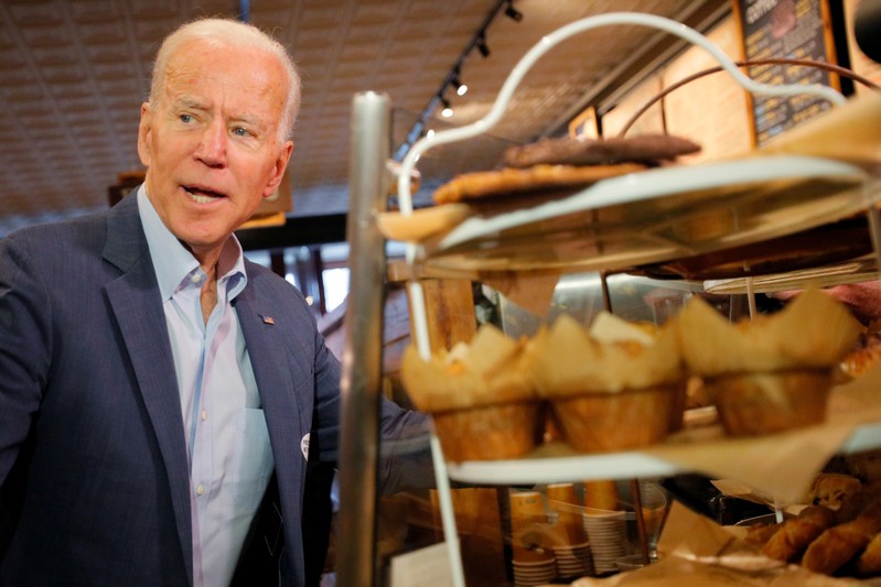 FILE PHOTO: Democratic 2020 U.S. presidential candidate Biden orders coffee and a muffin in Concord