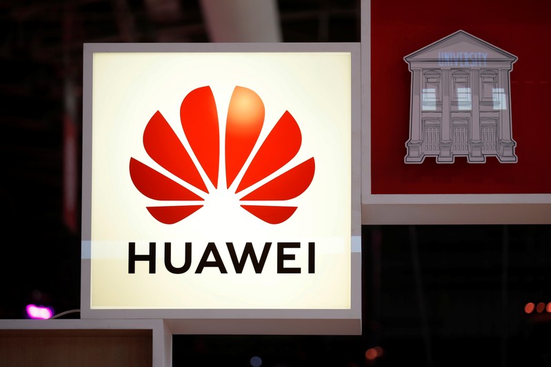 Logo of Huawei is seen at VivaTech fair in Paris