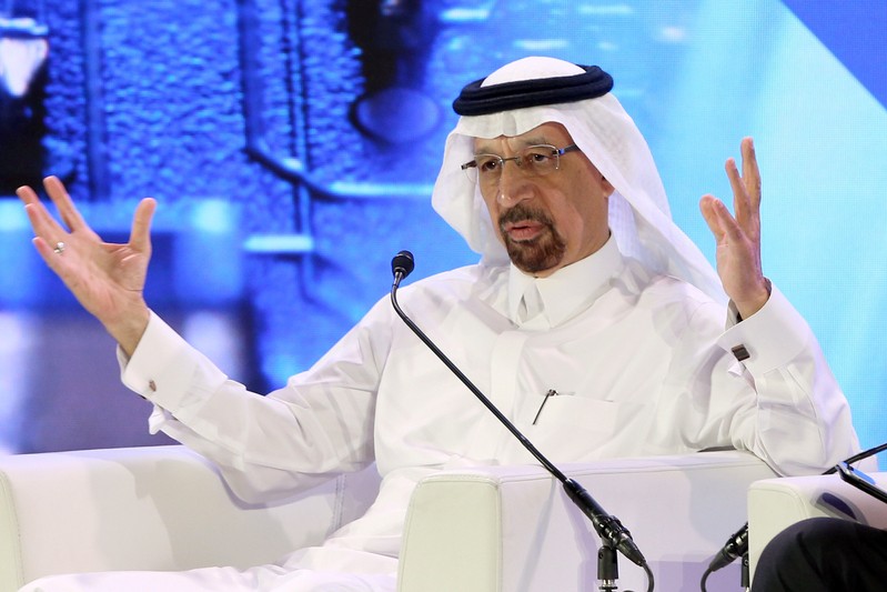 Saudi Minister of Energy Khalid al-Falih speaks during financial sector conference in Riyadh