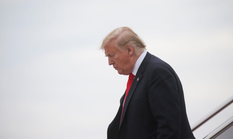 FILE PHOTO: U.S. President Trump arrives aboard Air Force One at Joint Base Andrews, Maryland