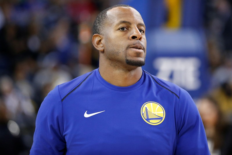 FILE PHOTO: Iguodala of the Golden State Warriors warms up before his NBA pre-season game against the Denver Nuggets at Oracle Arena in Oakland