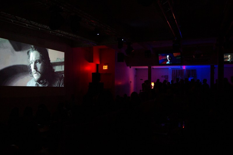The final episode of Game of Thrones is projected at a watch party in the Manhattan borough of New York City