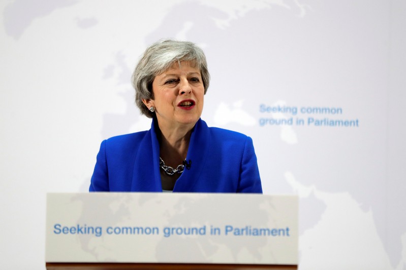 Britain's Prime Minister Theresa May delivers a speech on Brexit in London