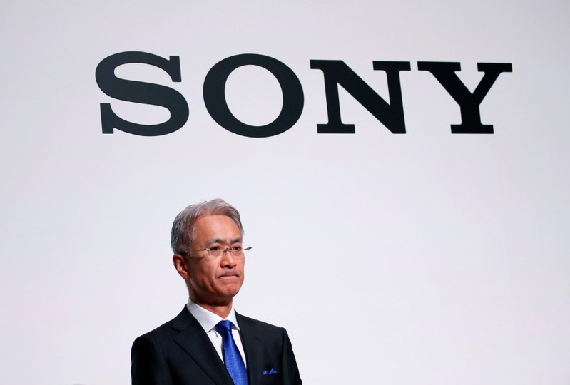 Sony Corp's new President and CEO Yoshida attends a news conference on their business plan at the company's headquarters in Tokyo