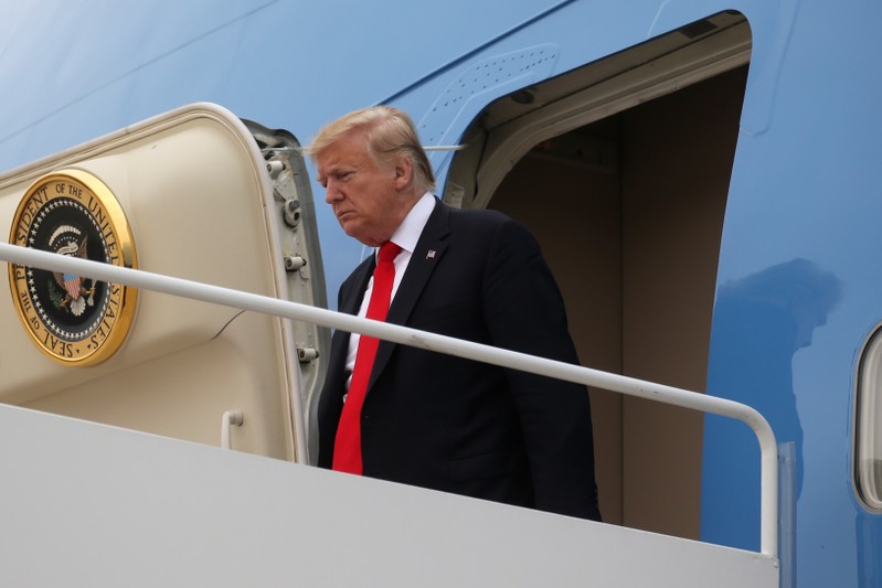 FILE PHOTO - U.S. President Trump arrives aboard Air Force One at Joint Base Andrews, Maryland
