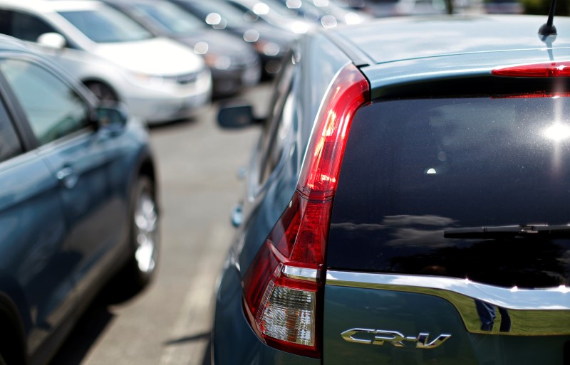 FILE PHOTO: New Honda CR-V's sit on a dealer's lot in Silver Spring