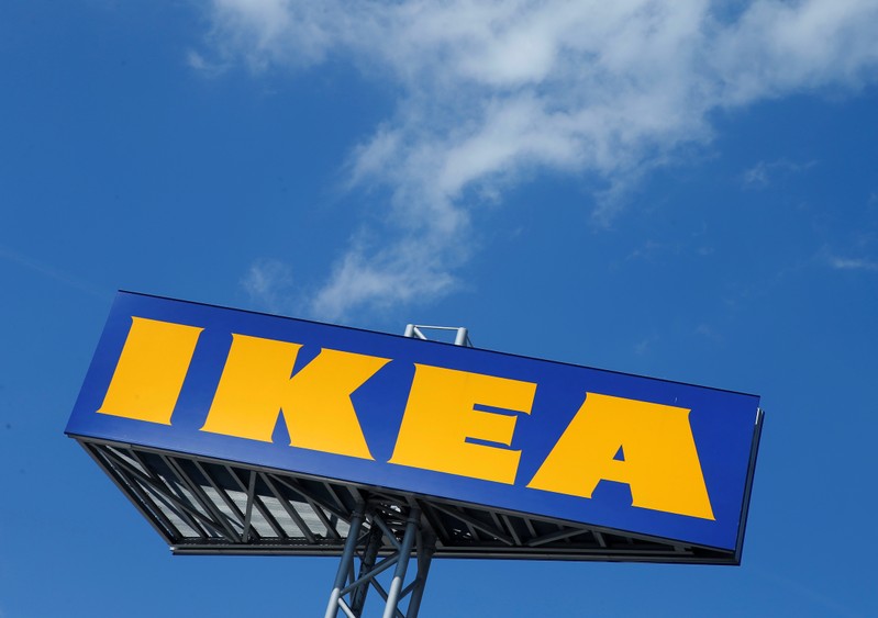 FILE PHOTO: The logo of IKEA is seen above a store in Voesendorf